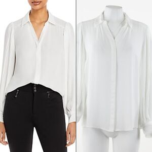 T Tahari Pleated Sleeve Georgette Blouse